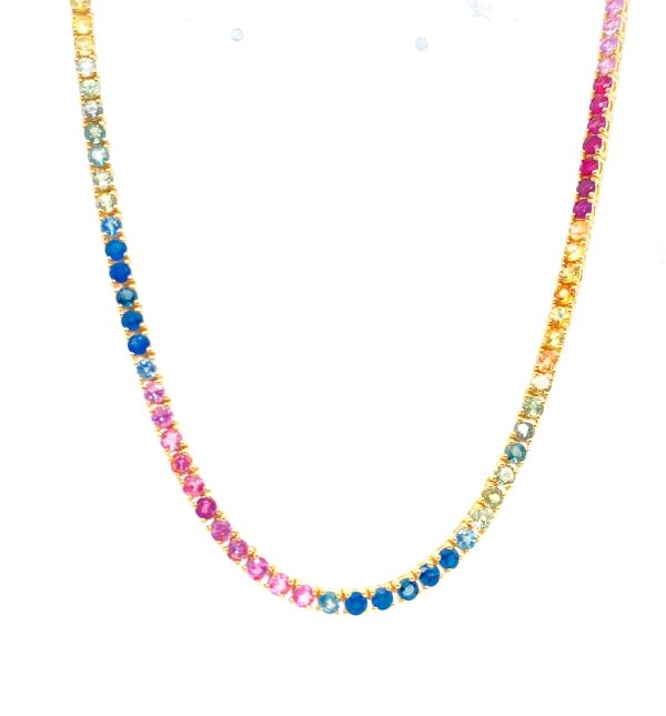 Multi Sapphire Tennis Necklace