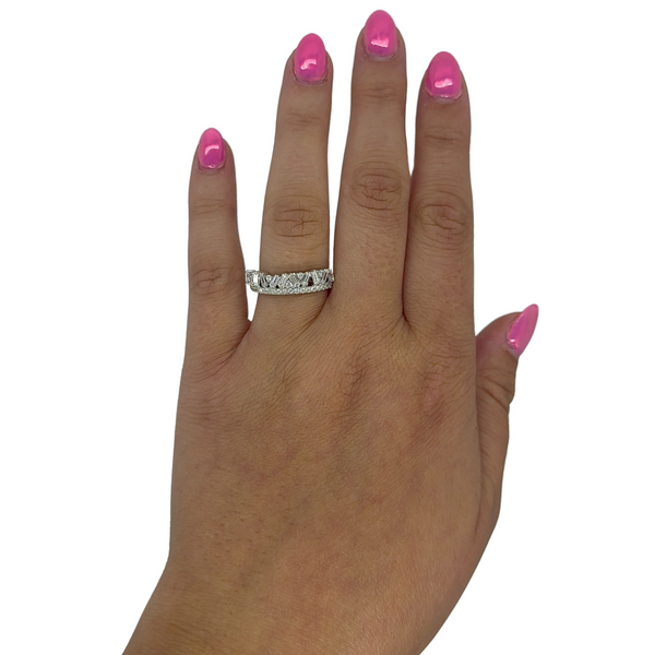 Lab-Grown Double Row Offset Baguette/Round Band