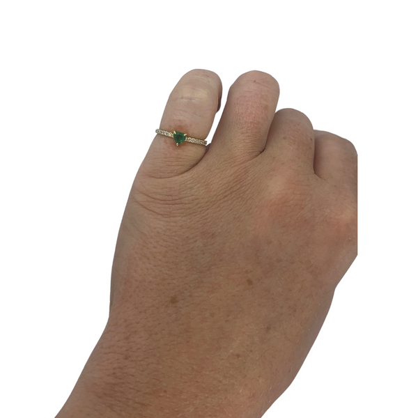 Diamond & Emerald Heart Pinky Ring