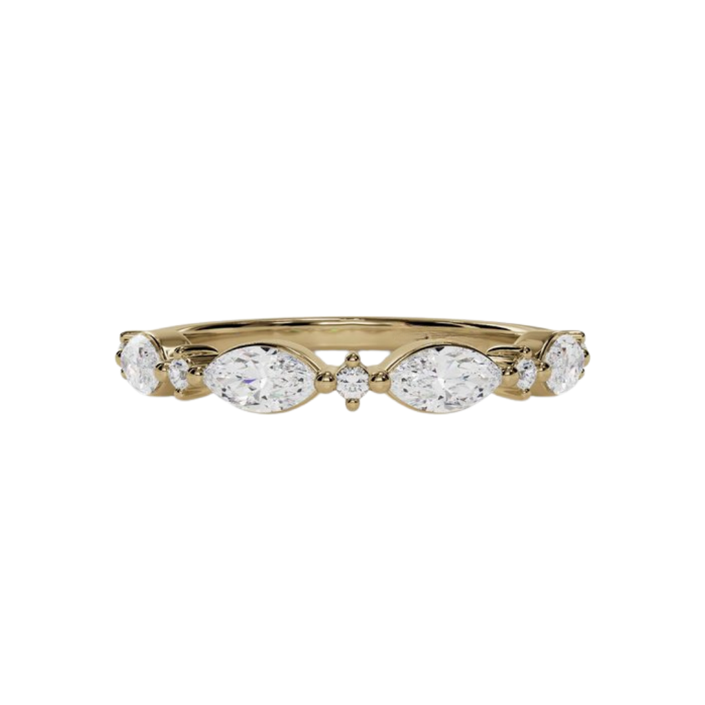 Marquise & Round Single Prong Floating Diamond Band