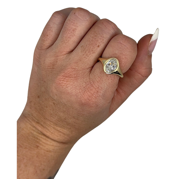 Lab-Grown Bezel Oval Signet Ring