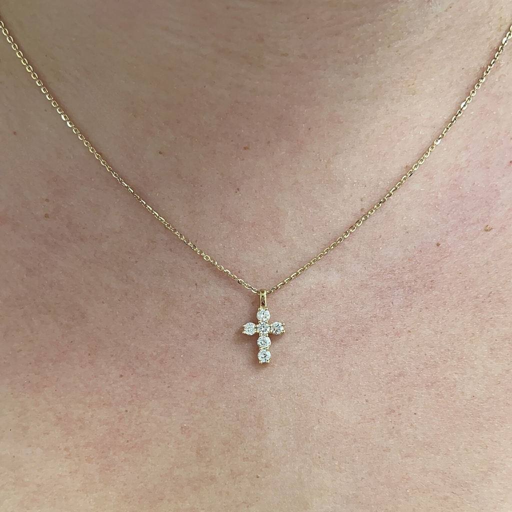 Round Diamond Cross Necklace