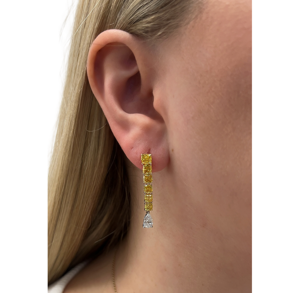 Lab-Grown Yellow Diamond & Pear Dangle Earrings