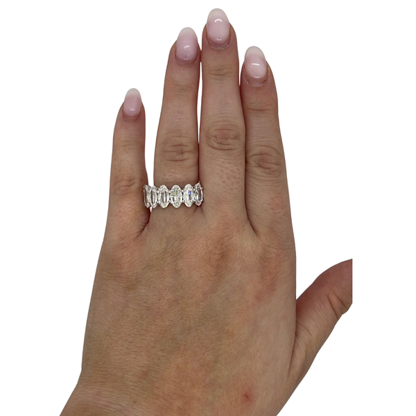 Lab-Grown Step-Cut Moval Band on hand