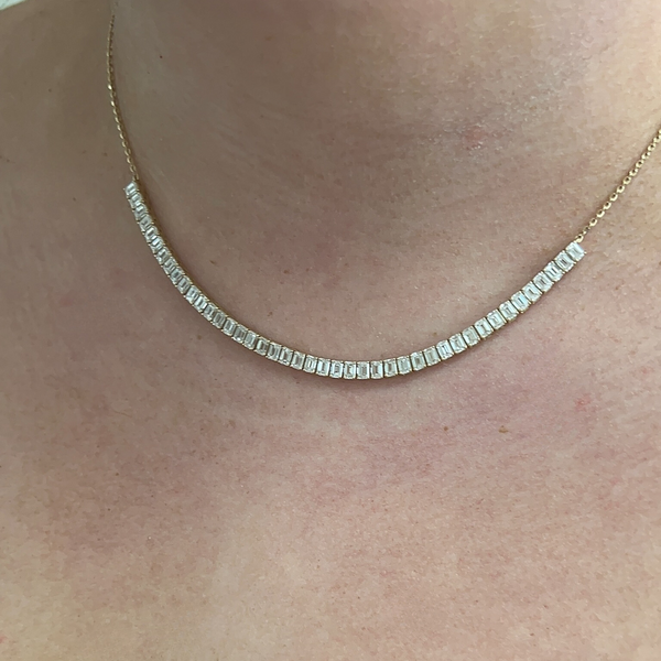 Lab-Grown Emerald Cut Halfway Tennis Necklace