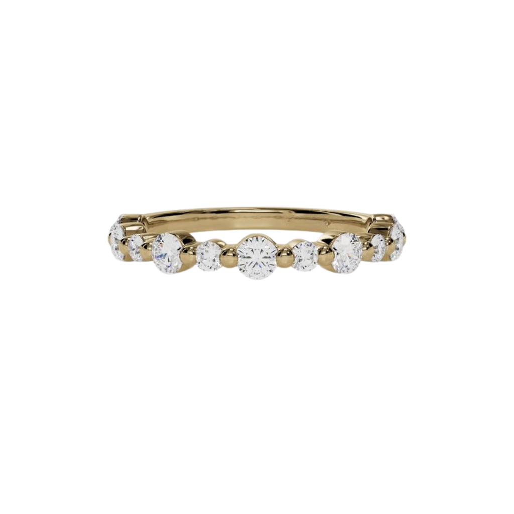 Alternating Large & Small Round Single Prong Diamond Band