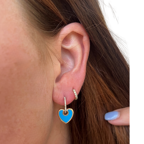 Turquoise Heart Charm Huggies