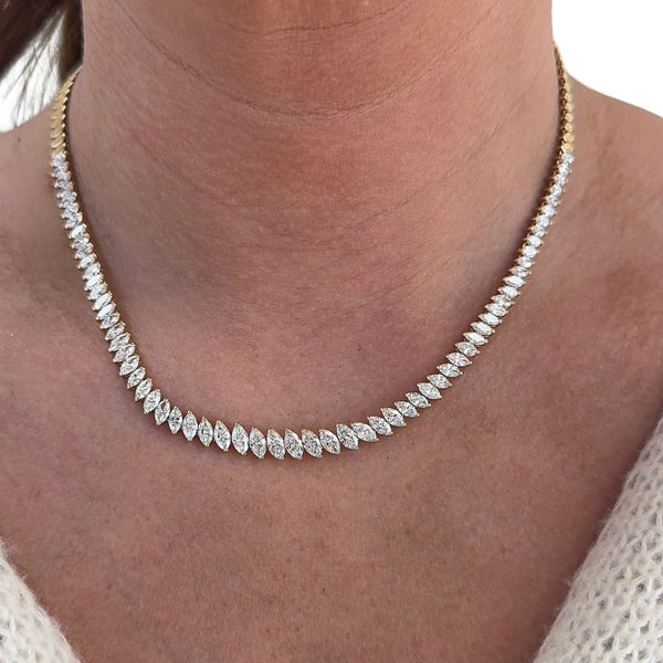 Lab-Grown Graduated Marquise Tennis Necklace