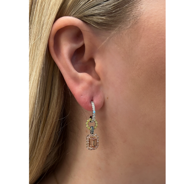 Lab-Grown Pink & Yellow Diamond Dangle Earrings