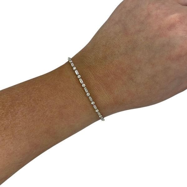 Baguette & Round Shared Prong Tennis Bracelet