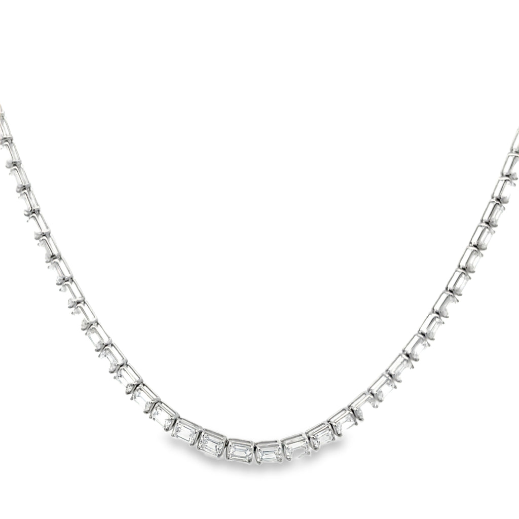 Lab-Grown E/W Emerald Halfway Tennis Necklace