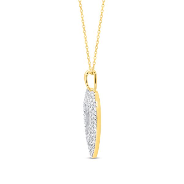 Yellow Gold Plated Sterling Silver- Lab-Grown Diamond Pave Heart Necklace
