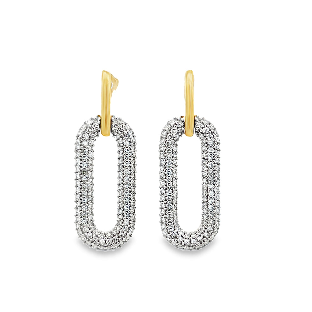 Sterling Silver- Lab-Grown Pave Two-Tone Statement Earrings