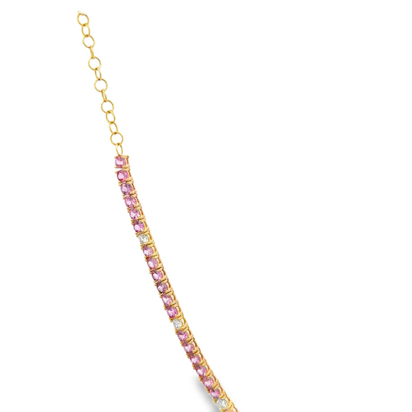 Pink Sapphire & Diamond Tennis Choker Necklace