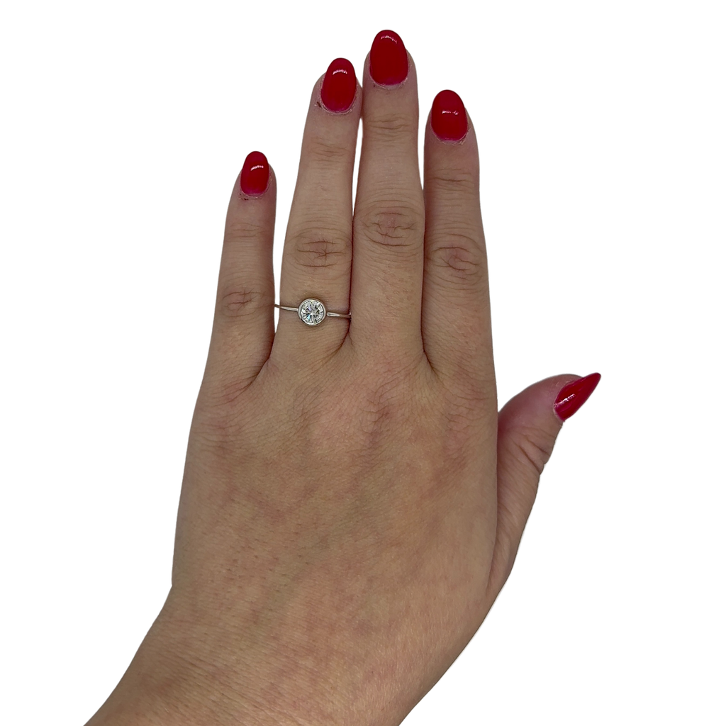 Lab-Grown Round Solitaire Bezel Ring