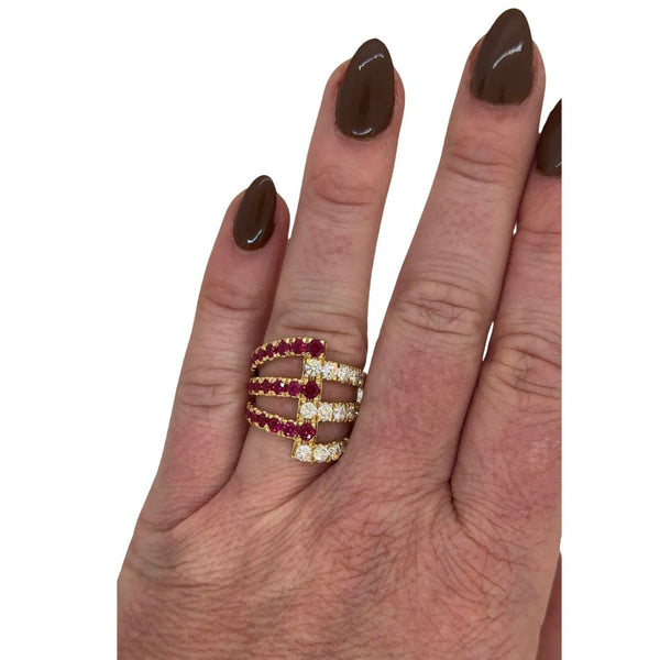 Lab-Grown Diamond & Ruby Crossover Ring