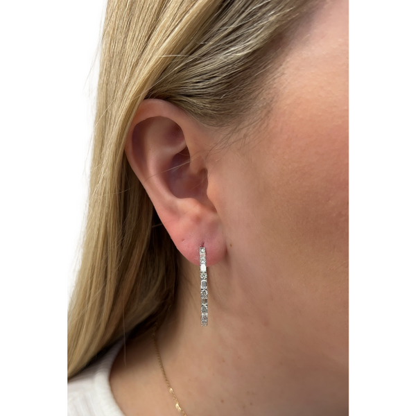 Lab-Grown Emerald Cut and Round Diamond Hoops