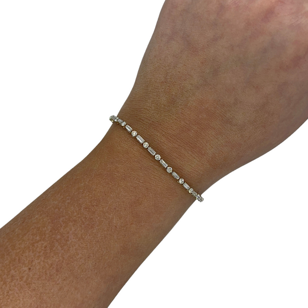 Baguette & Round Shared Prong Tennis Bracelet