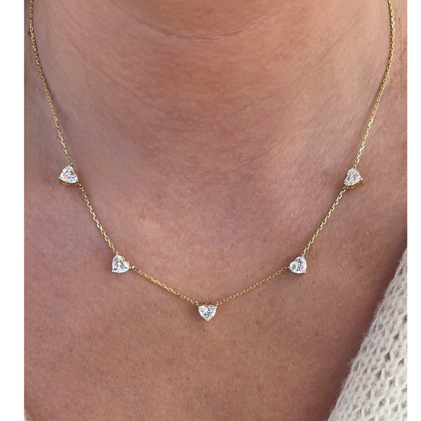 Lab-Grown Diamond Heart Station Necklace