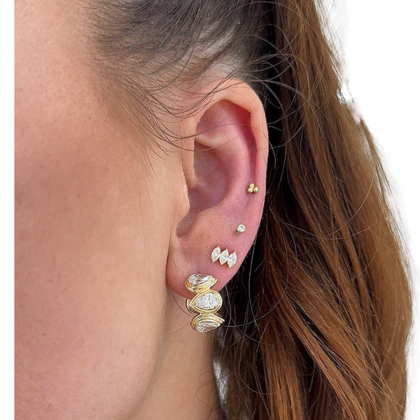 Lab-Grown Chunky Bezel Pear Huggies