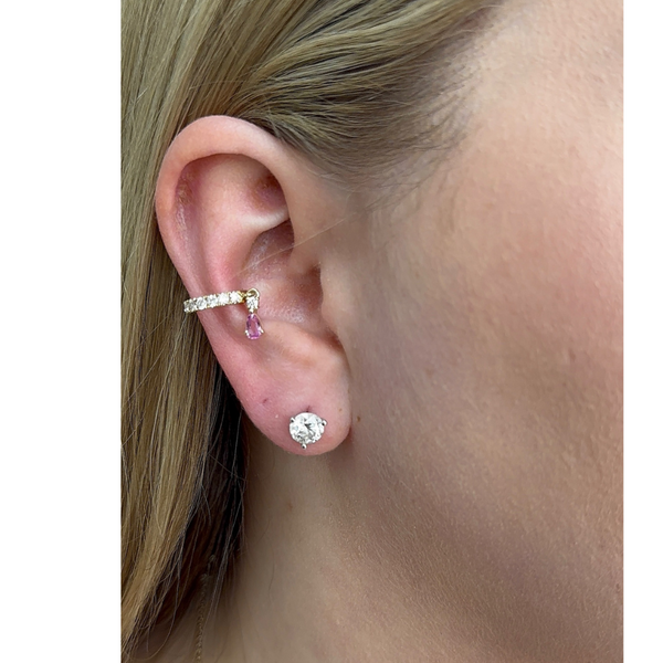 Diamond & Pear Gemstone Ear Cuff