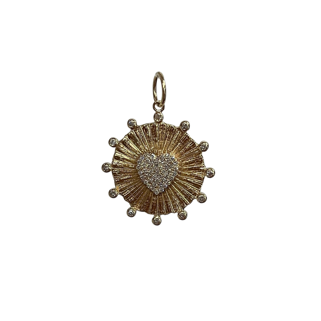 Fluted Radiating Diamond Heart Charm