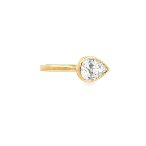 Lab-Grown Bezel E/W Pear Pinky Ring