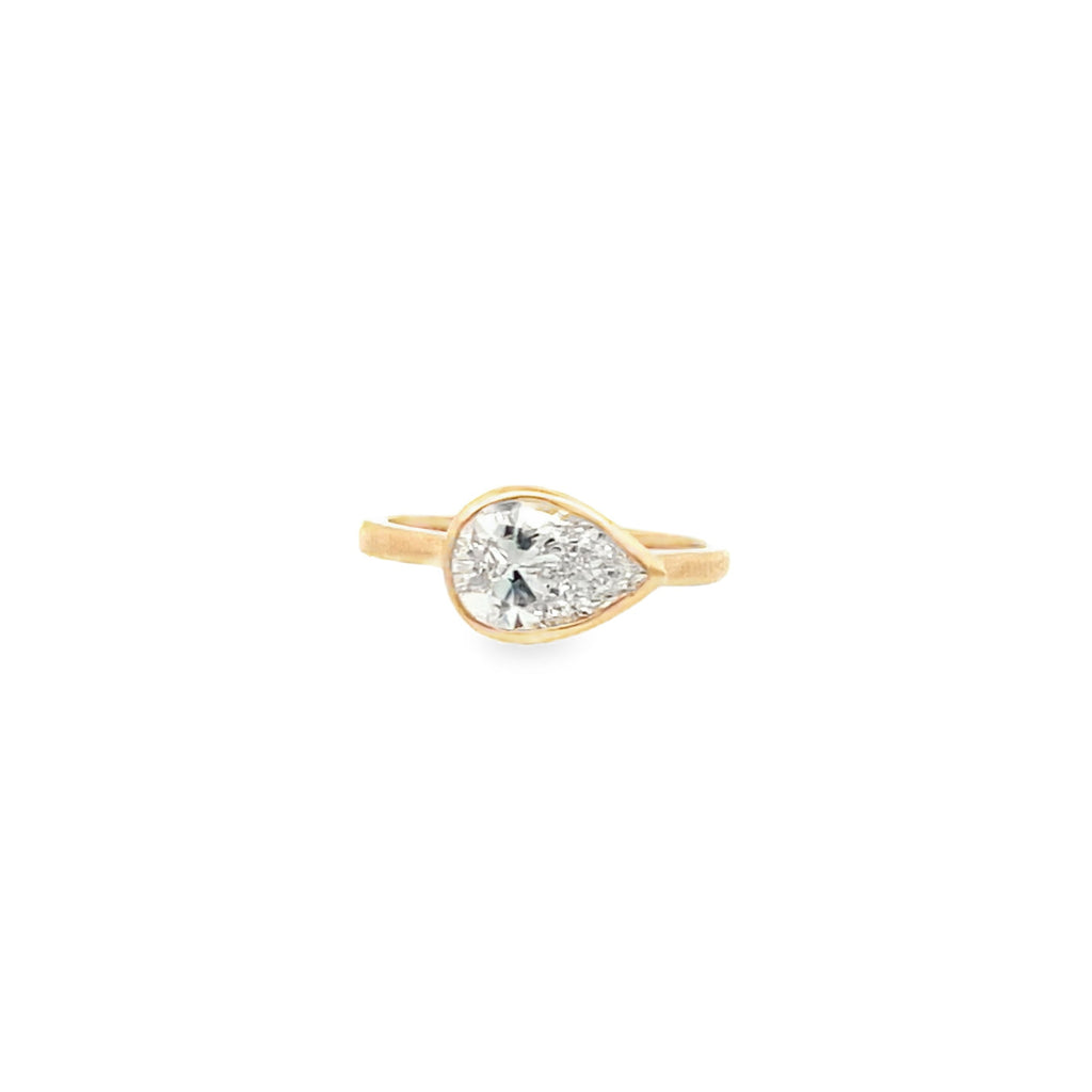 Lab-Grown Bezel E/W Pear Pinky Ring