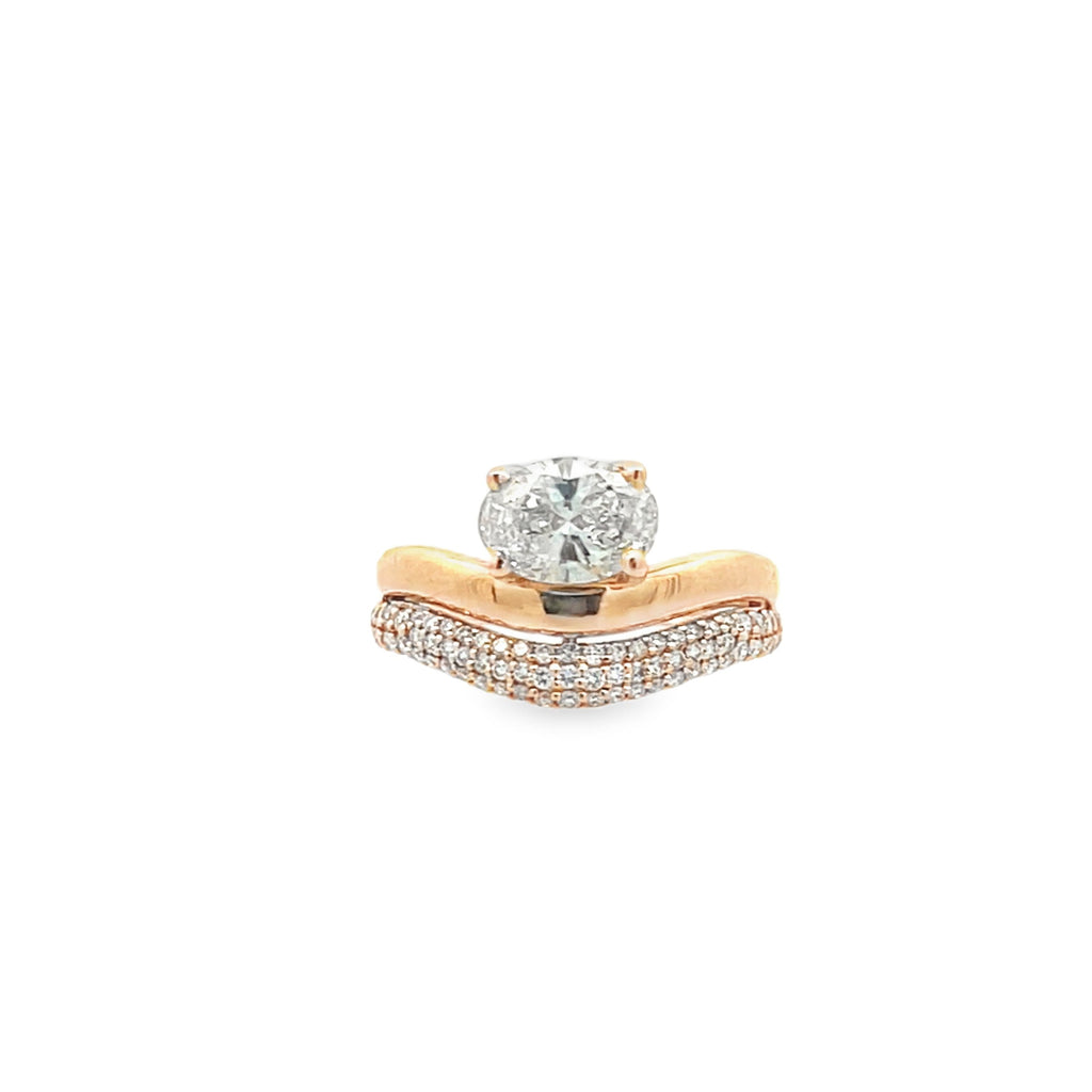 Lab-Grown Wavy Pave Oval Pinky Ring