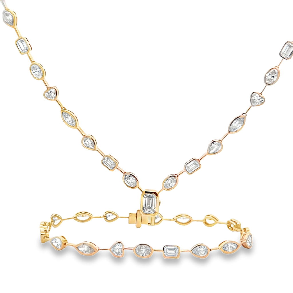 Lab-Grown Bezel Detachable Lariat Necklace/Bracelet Duo
