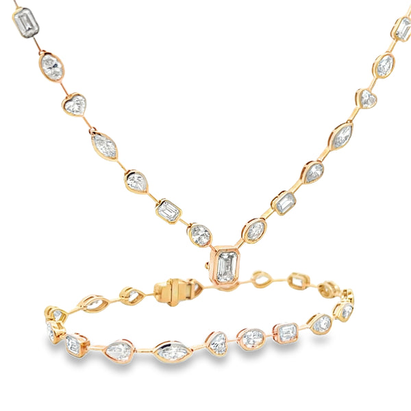 Lab-Grown Bezel Detachable Lariat Necklace/Bracelet Duo