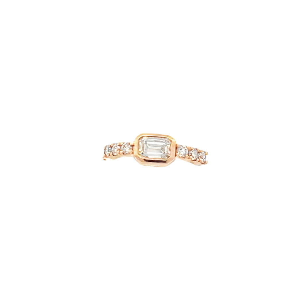 Lab-Grown Bezel Emerald Cut Ear Cuff
