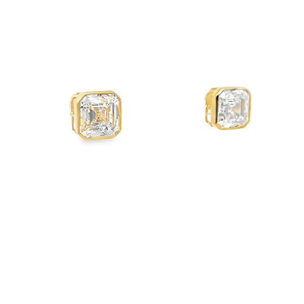 Lab-Grown Bezel Asscher Stud Earrings