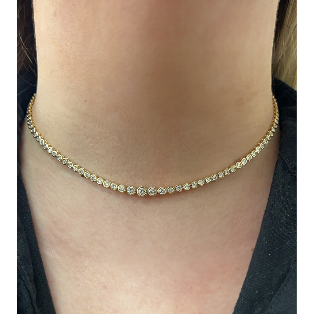 Lab-Grown Graduated Bezel Tennis Necklace