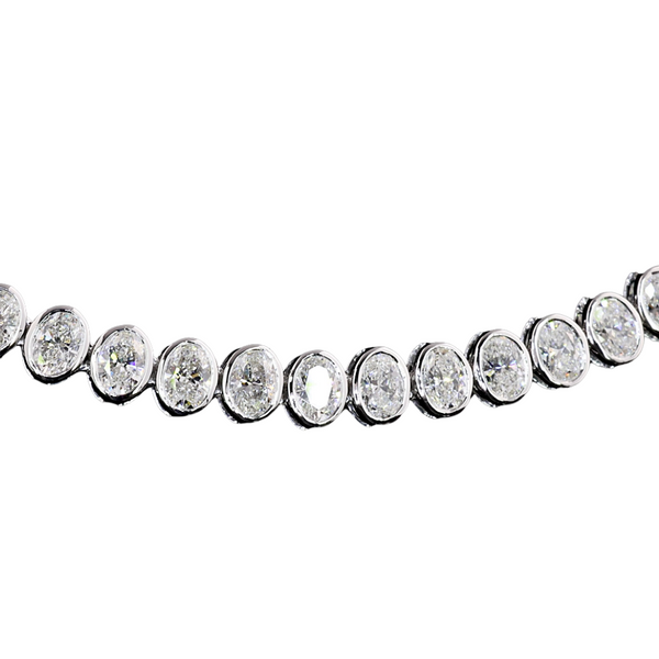 Lab-Grown Bezel Oval Tennis Necklace