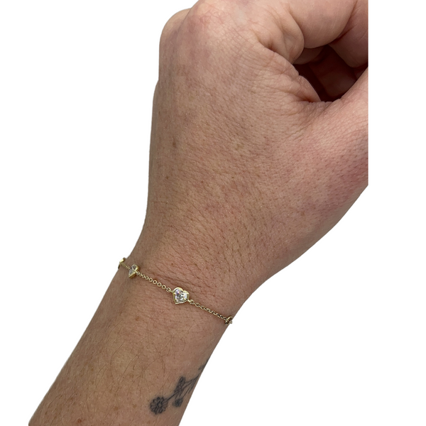 Lab-Grown Heart Station Bracelet