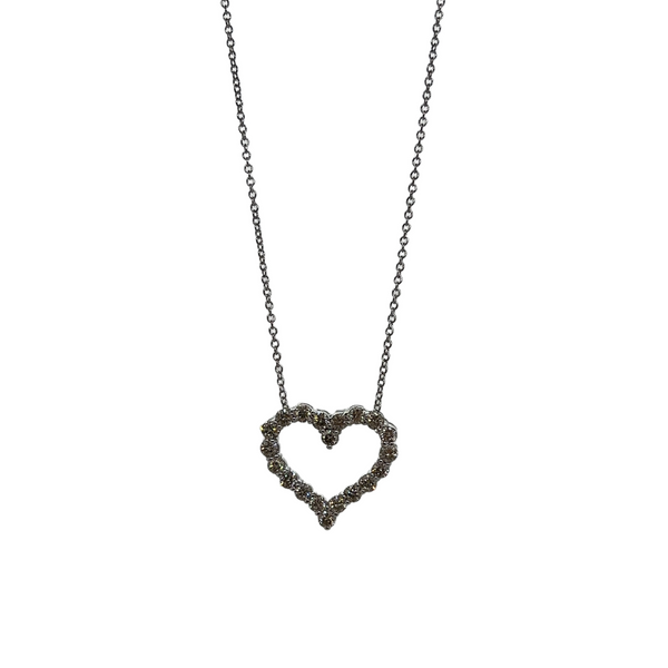 Mini Heart Shaped Diamond Pendant Necklace