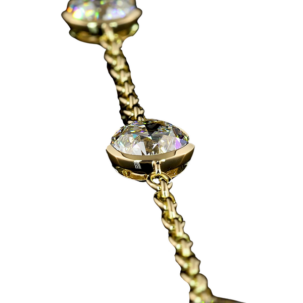 Lab-Grown Bezel Old Euro Round Station Bracelet