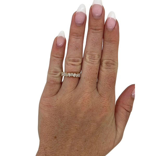 Lab-Grown Offset Emerald & Shield Band