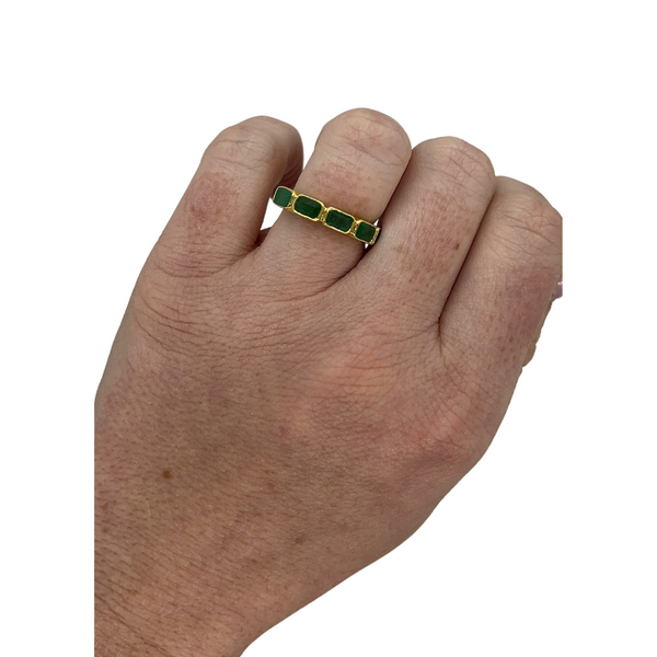 East/West Bezel Emerald Band