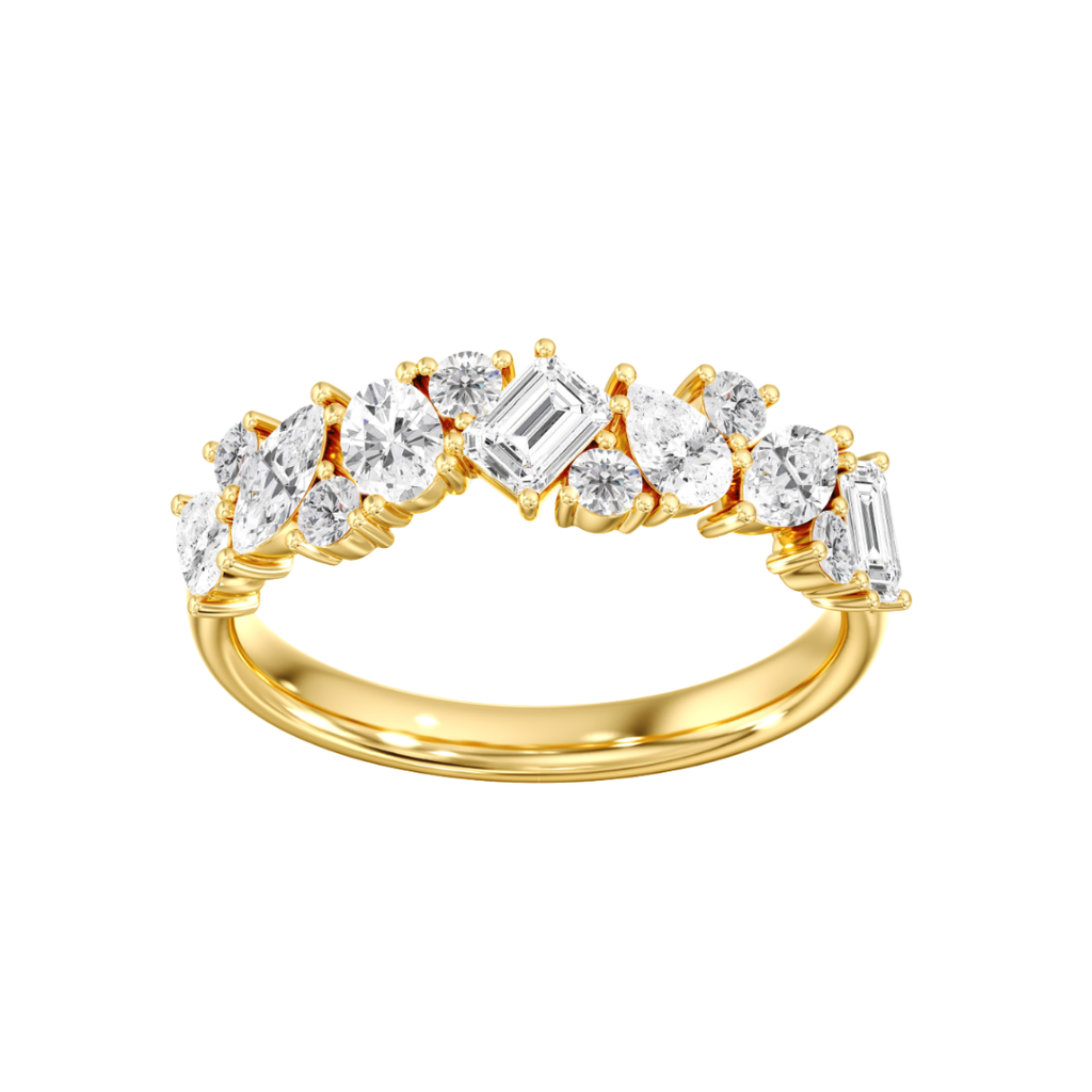 Lab-Grown Offset Fancy Shape & Round Accented Band