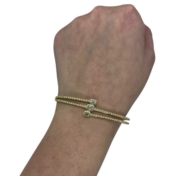 Bezel Triple Emerald Cuff Bracelet