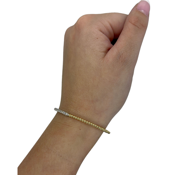 Beaded Two-Tone Diamond Flexible Bangle