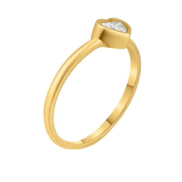 Dainty Heart Bezel Ring