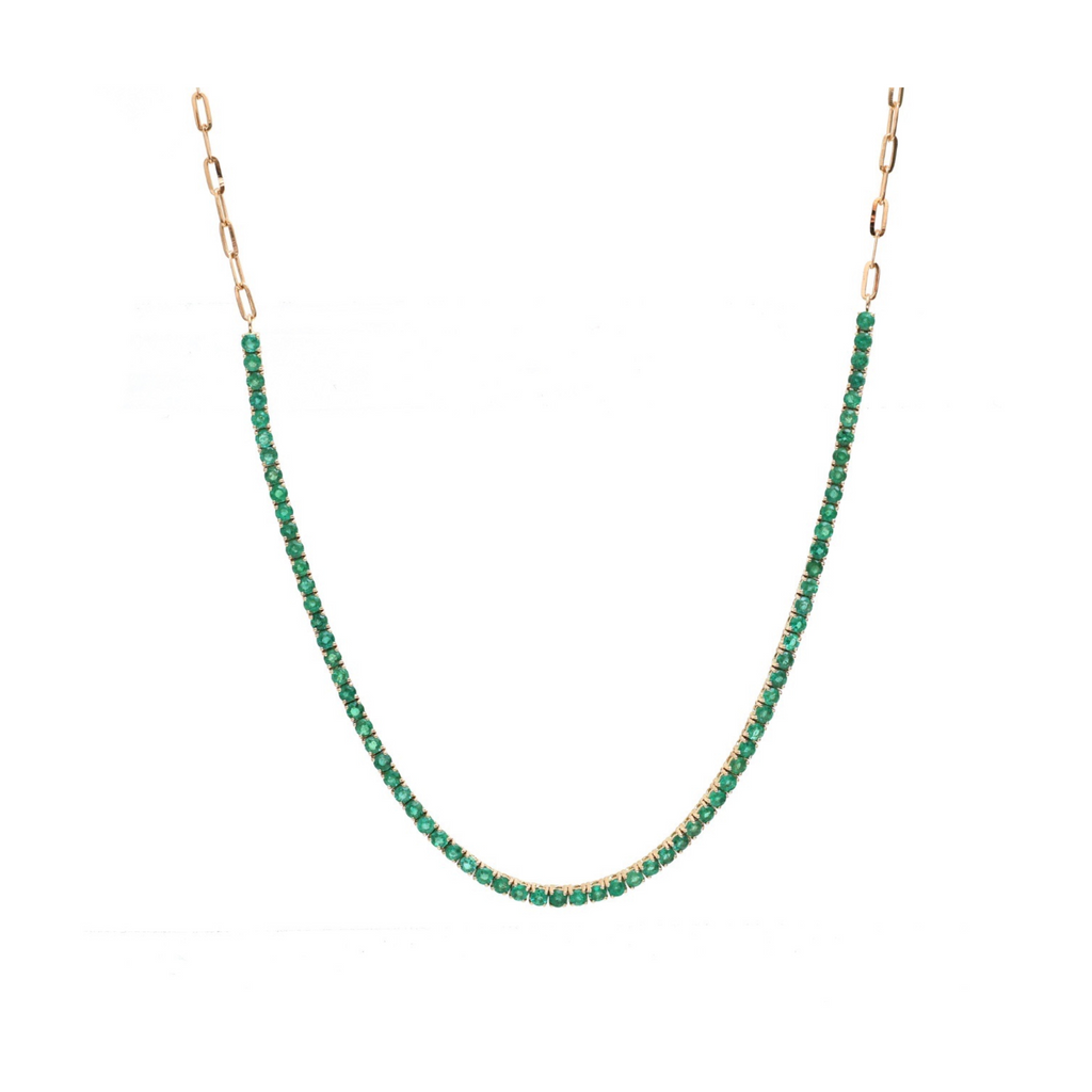 Halfway Emerald Tennis Paperclip Necklace
