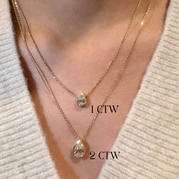 Lab-Grown Fancy Shaped Bezel Pendant Necklace