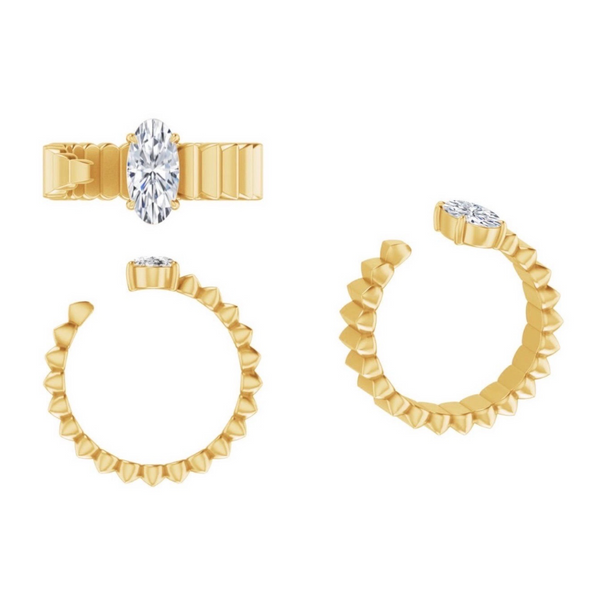 Lab-Grown Moval Fluted Wrap Ring