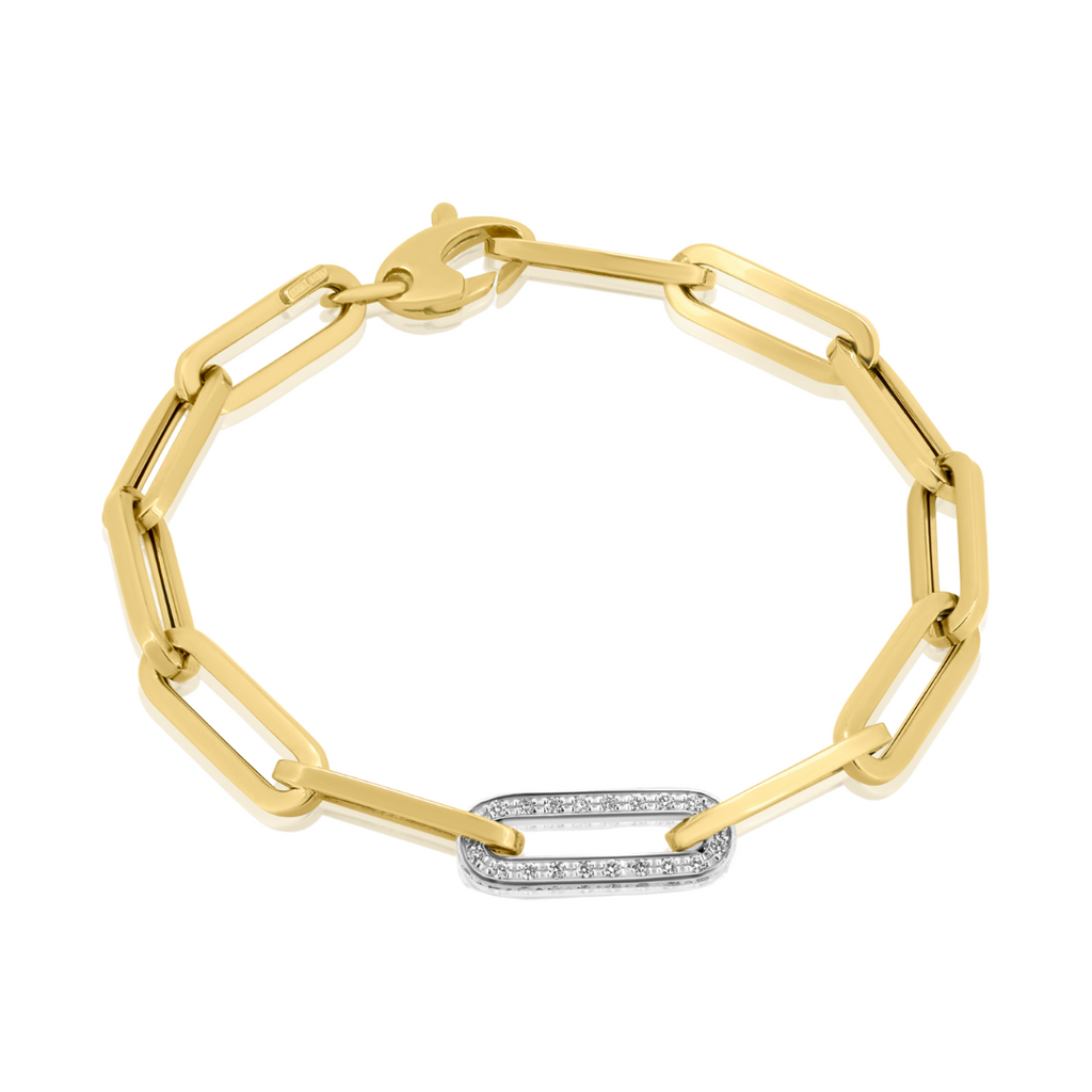 Pave Diamond Accented Paperclip Bracelet