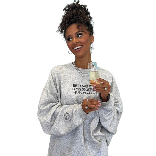 Diamonds & Happy Hour Embroidered Sweatshirt