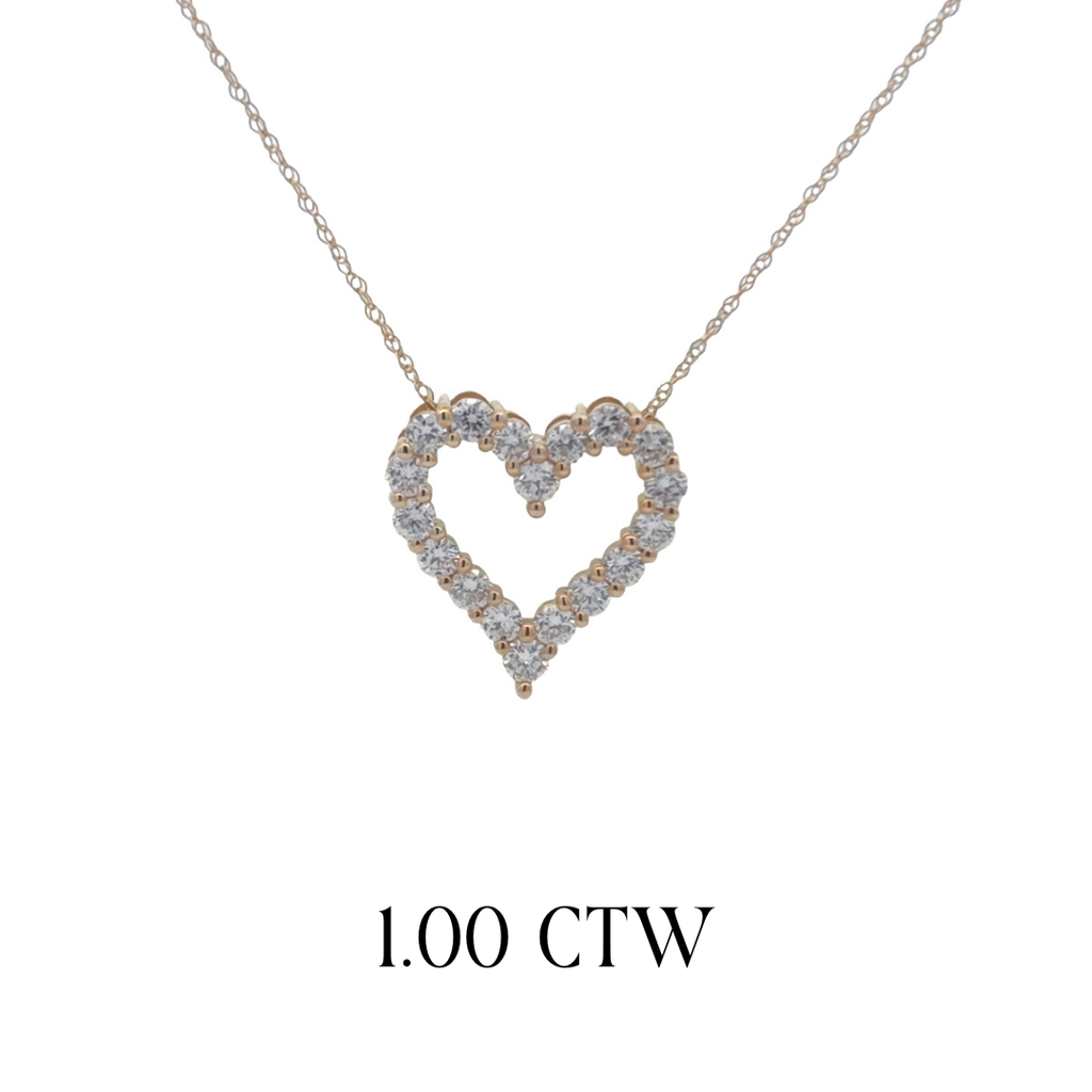 Lab-Grown Open Heart Pendant Necklace- 1.00 ctw